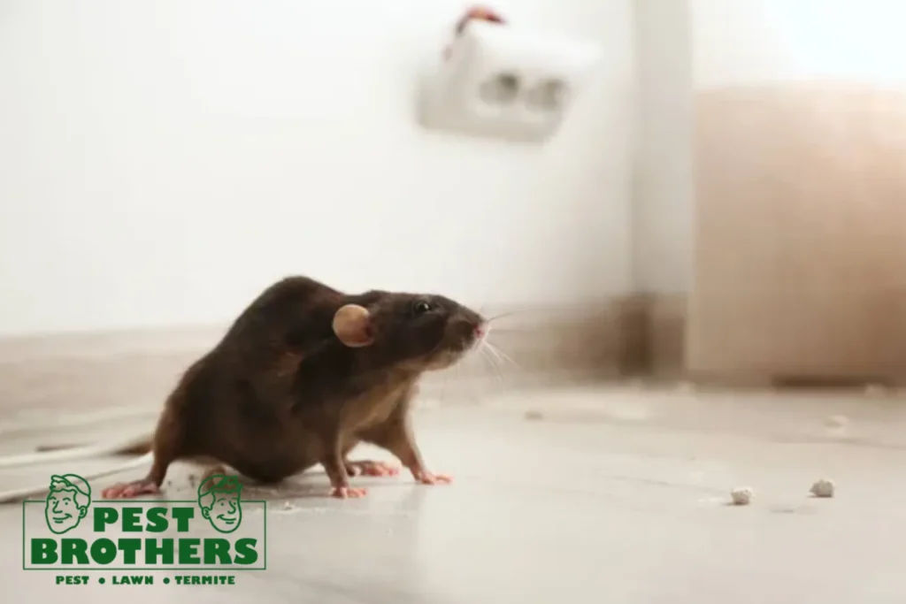 Brown rat on floor indoors