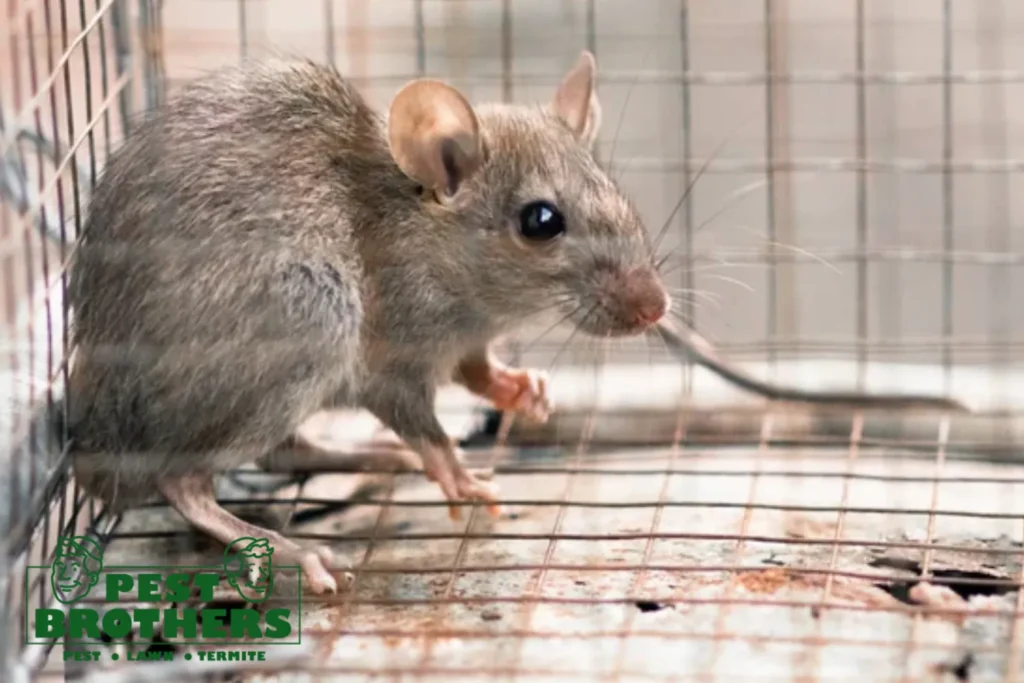 House rat trapped inside cage